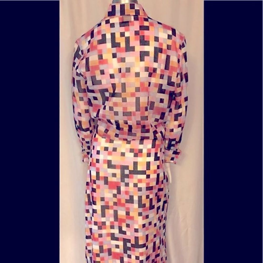 LEGGIADRO 2 piece dress geometric pattern M - Picture 3 of 8